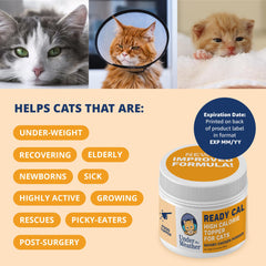Under the Weather Ready Cal powder being mixed into cat food for appetite support