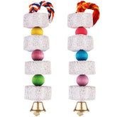 Unibene parrot chewing toy lava stone image highlights beak grinding and calcium enrichment.