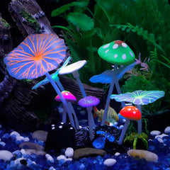 Uniclife aquarium coral plant ornament with glowing effect enhances tank ambiance under actinic light