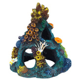 Uniclife resin coral rock cave ornament front view highlights colorful hiding spots for fish.
