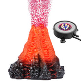 Uniclife aquarium volcano ornament kit front view with color-changing LED lights enhances tank ambience.
