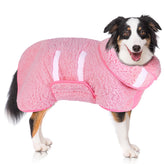Unicorn Catcher dog bathrobe full view shows cozy fleece and fit for dogs