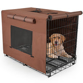 Unicorn Catcher dog crate cover front view with easy access and flexible airflow.