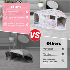 Unicorn Catcher large cozy pet bed and tunnel side detail highlights plush, sturdy design