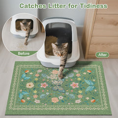Unicorn Catcher litter mat features a non-slip bottom for stable placement.