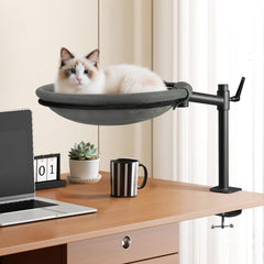 Unidevice Cat Desk Bed setup — a cozy workspace companion beside your desk.