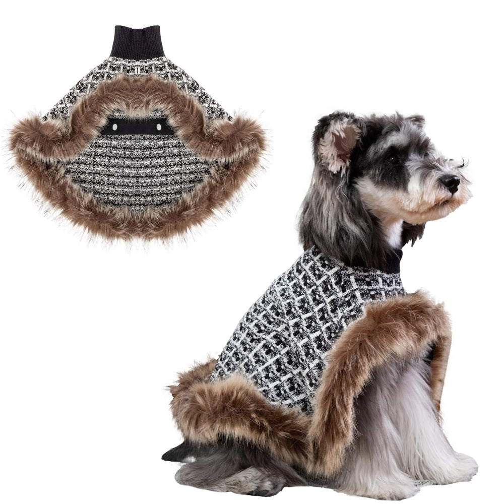 UNIPUP dog sweater cloak front view shows warm knit for chilly walks