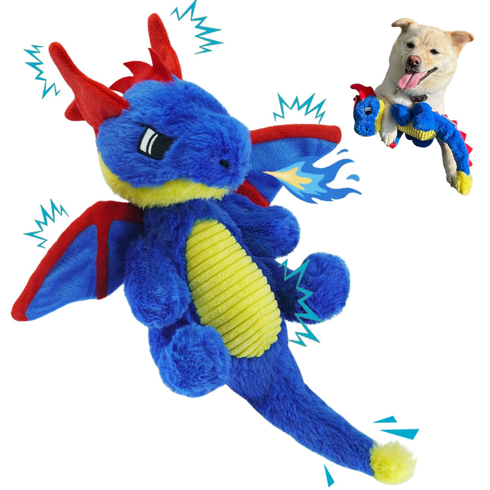UNIQUBOX Original Blue Dinosaur toy front view with vibrant colors for dog visibility and appeal