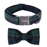 Unique Style Paws Christmas collar bow closeup highlights soft cotton weave and durable hardware.