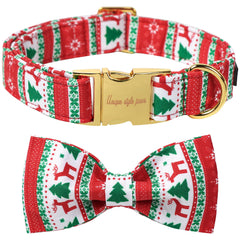 Unique Style Paws Christmas Day dog collar with bow on dog highlights festive holiday look