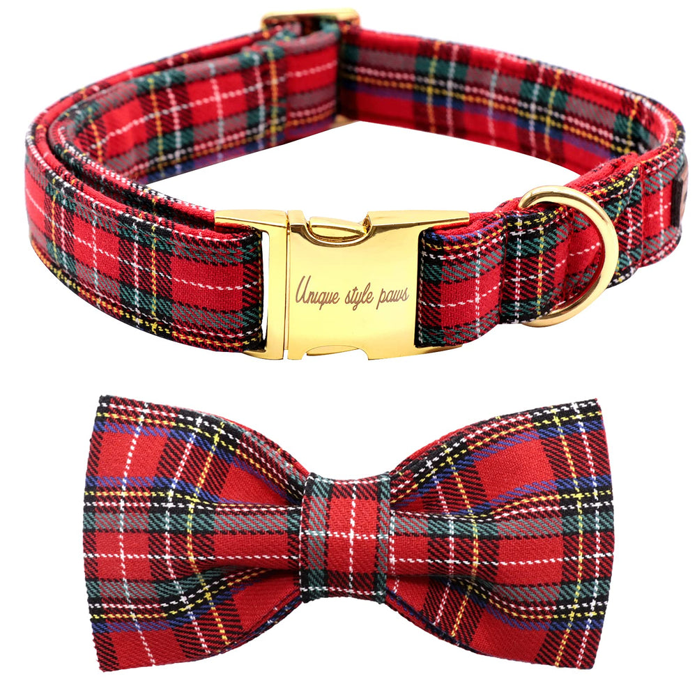 Unique Style Paws Christmas dog collar bow 1 shows festive look with soft cotton comfort.