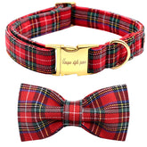 Unique Style Paws Christmas dog collar bow 1 shows festive look with soft cotton comfort.