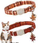 Unique style paws 2pack kitten collar autumn halloween grid pattern; adjustable fit.