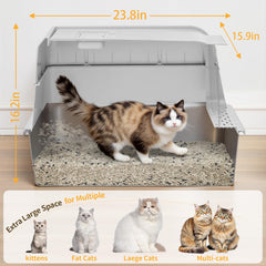 UNZIPE stainless steel litter box with 180-degree lid allows easy daily cleaning.