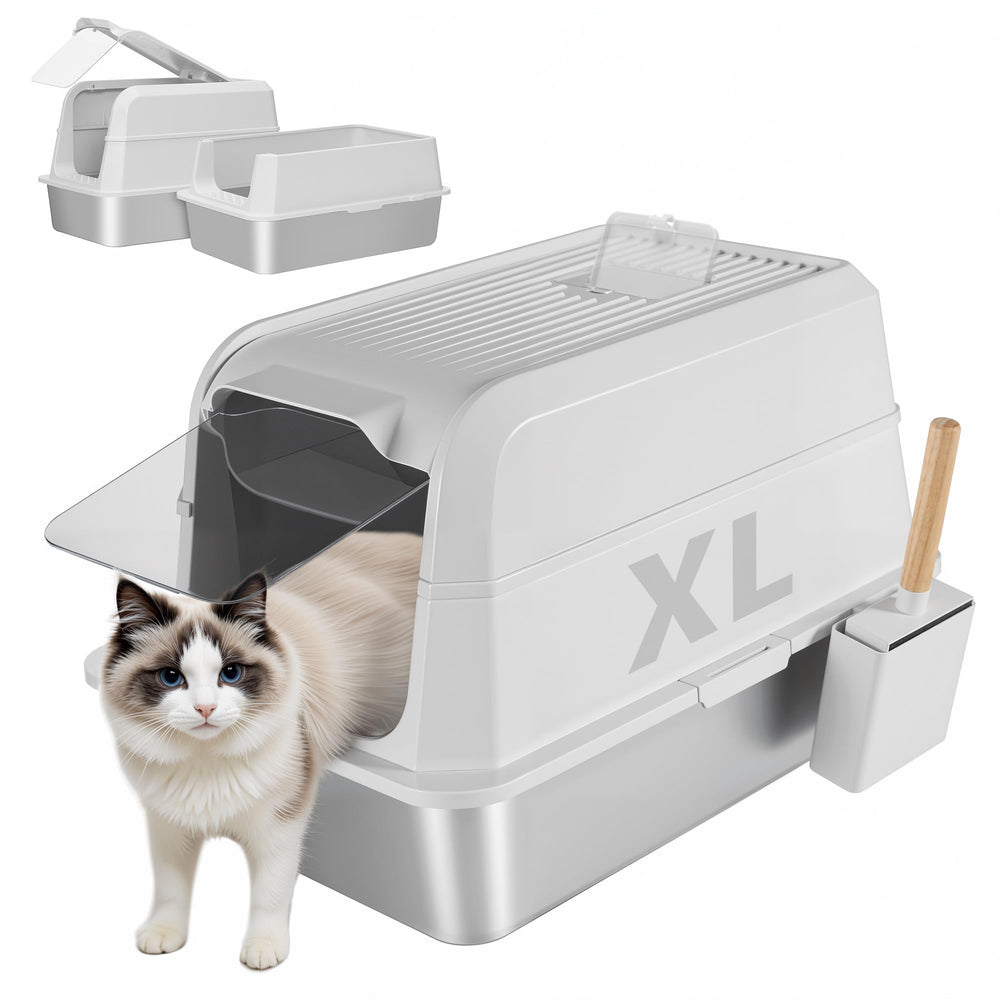 UNZIPE stainless-steel litter box lid keeps waste contained for a cleaner home.