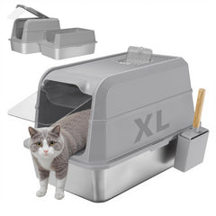 UNZIPE stainless steel litter box lid view for privacy and easy access.