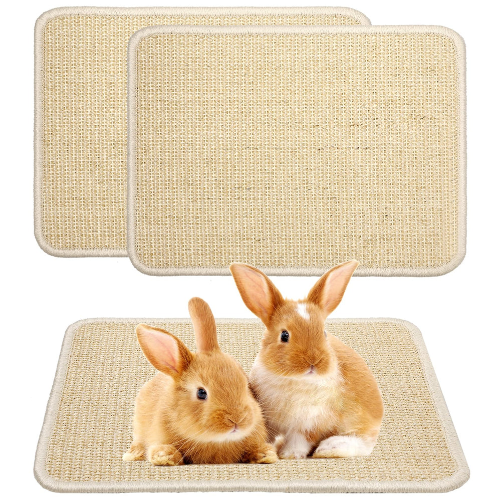 Uotey rabbit scratcher mat beige 2-piece set protects furniture.