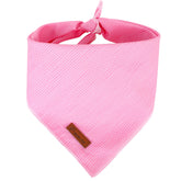 UP URARA PUP dog bandana in pink dots worn for cute, comfortable style.