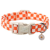 UP URARA PUP gingham fall collar in orange plaid enhances autumn walks