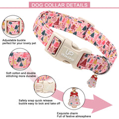 UP URARA PUP pink Christmas design collar ideal for holiday photos.