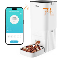 UPAWPIA automatic cat feeder front view highlights 7L capacity for reliable daily meals.