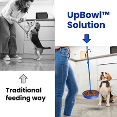 UpBowl Kit in action showing hands-free feeding for pets