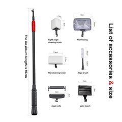 UPETTOOLS Aquarium Clean Tool 180-degree-rotation-brush cleans corners thoroughly.