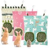 UPINS hay bag rabbit 2-hole hanging shows convenient feeding for two pets