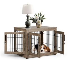 Upolana dog crate furniture 32in side table wooden design adds living room organization.