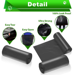 Uppcasir 200 black unscented dog waste bags 15L-20L fit for standard outdoor cans