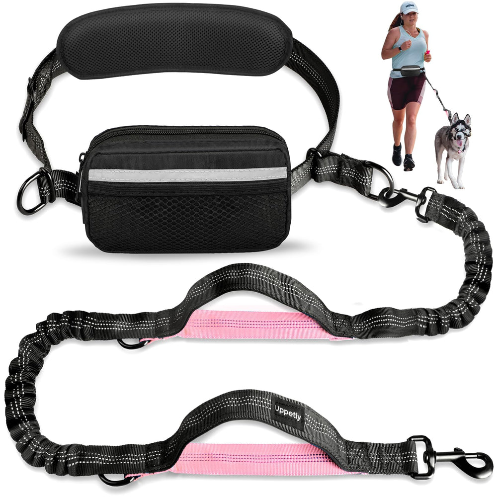 Uppetly hands-free leash with waist belt enables hands-free walking during runs