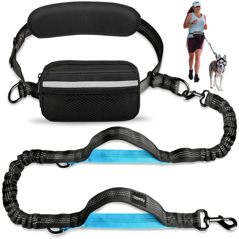 Uppetly hands-free leash with zipper pouch for secure on-the-go essentials.