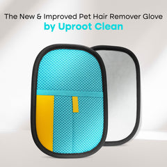 Uproot Clean pet hair glove on fabric demonstrates quick fur lift.