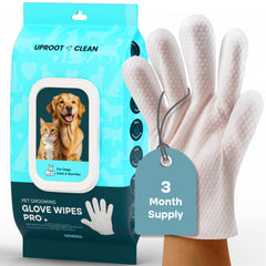 Uproot Clean QuickClean Gloves Pro pack front for quick pet freshening and mess-free cleaning.