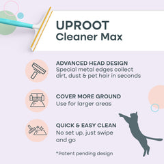 Uproot Cleaner Max reaches staircase corners to remove pet hair.