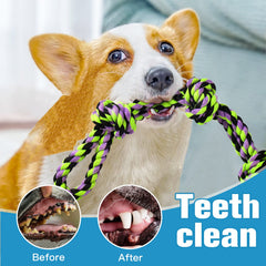 Upsky interactive play rope toy shown during tug of war and fetch.