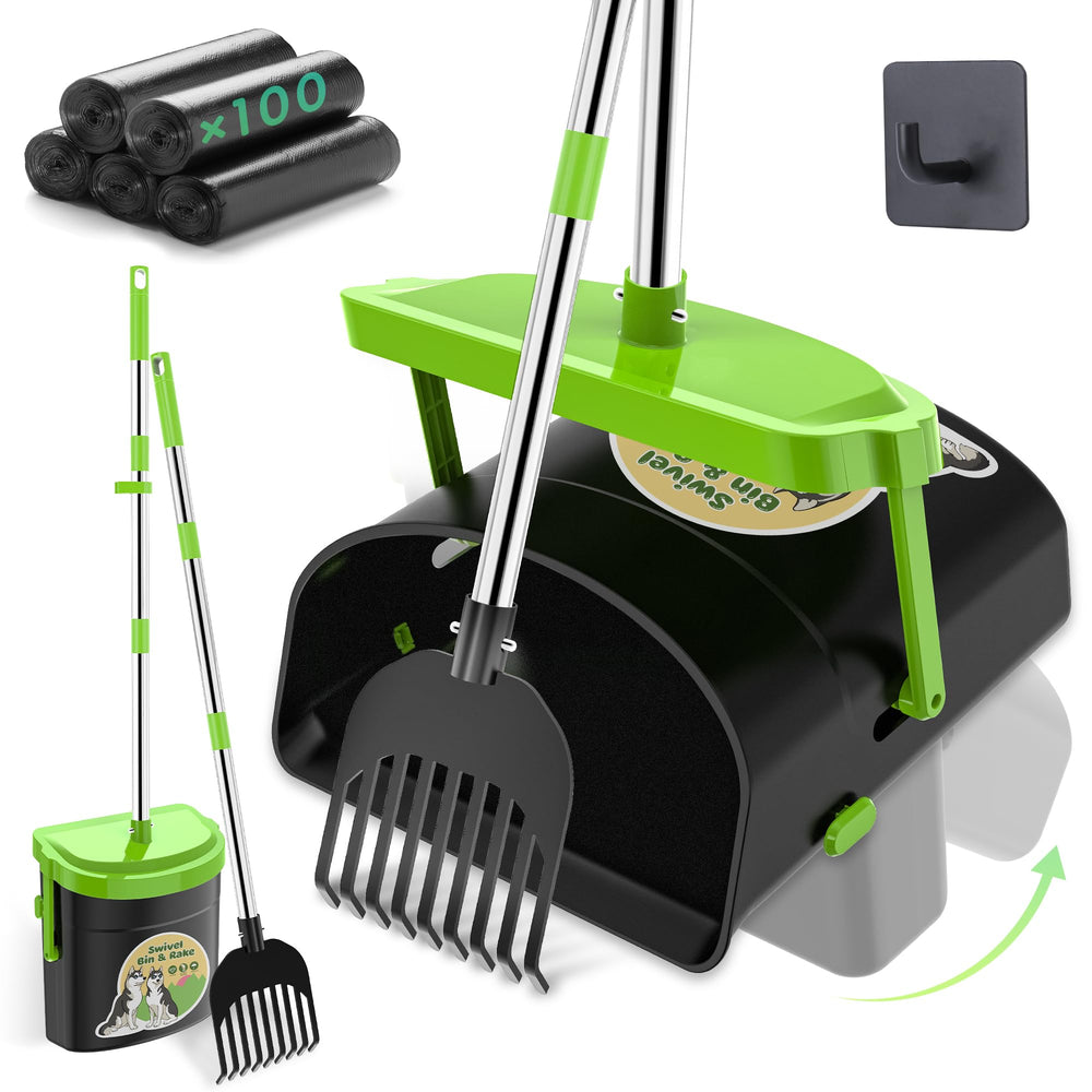 UpSky dog pooper scooper swivel bin lid helps odor containment for yard cleanup.