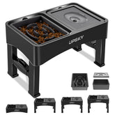 UPSKY elevated dog bowl stand shows adjustable height for growing dogs and neck comfort.