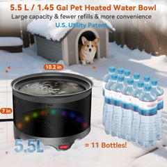 UPSKYPET heated water bowl LED neon lighting adds ambient nighttime appeal.