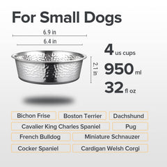 URBUDDIES non-slip rubber bottom dog bowls keep bowls steady during enthusiastic meals.