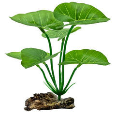 UreverFins 6in silk plant with driftwood base enhances betta tank decor and resting spots.