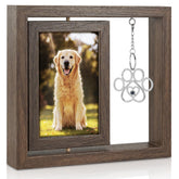 Uross dog memorial wooden frame front view holds a 4x6 photo for daily remembrance.
