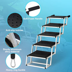 Uross Dog Stairs aluminum frame providing sturdy up to 200 lb support.