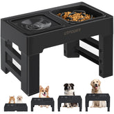 URPOWER 2-in-1 elevated feeder bowls assembly shows adjustable height for growth