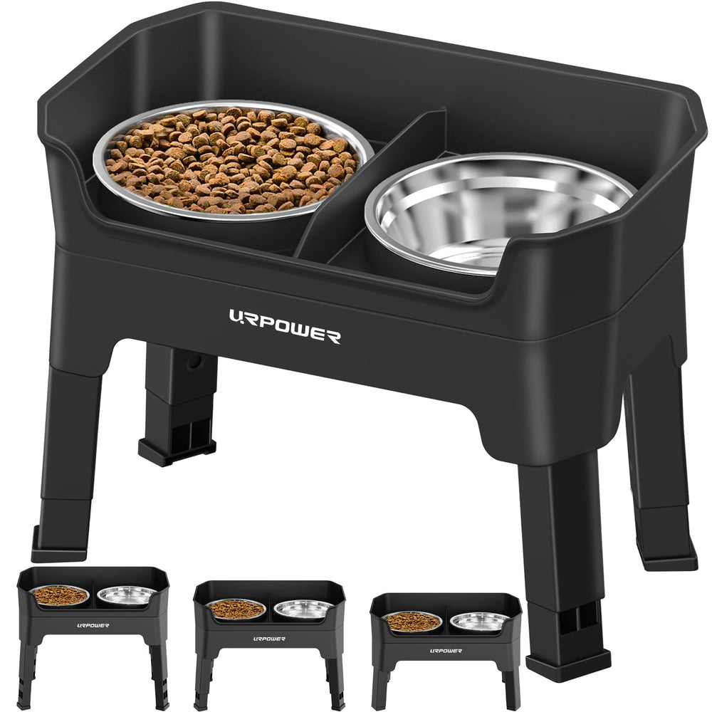 URPOWER 3-in-1 elevated dog bowls stand with adjustable height for growing dogs.