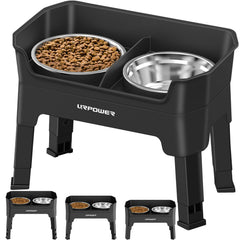 URPOWER 3-in-1 elevated dog bowls stand with adjustable height for growing dogs.