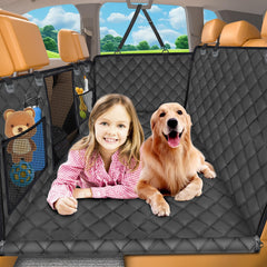 URPOWER back seat extender hard bottom assembled expands space for two large dogs on road trips.