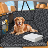 URPOWER back seat extender with hard bottom creating a secure dog bed on car trips