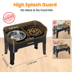 URPOWER elevated dog bowls stainless-steel bowls provide durable, easy-to-clean dining.