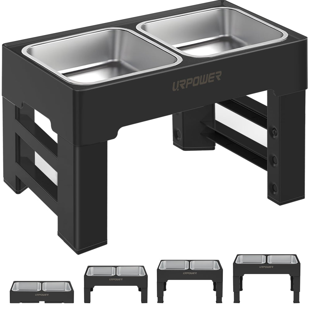 URPOWER elevated dog bowls stand assembled for stable feeding at any height.